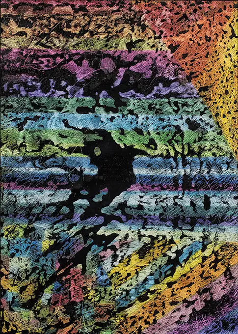32S Maria Camilla Pallavicini Risonanza 55 La danza degli atomi 2010 pittura su tavola cm75x55,5